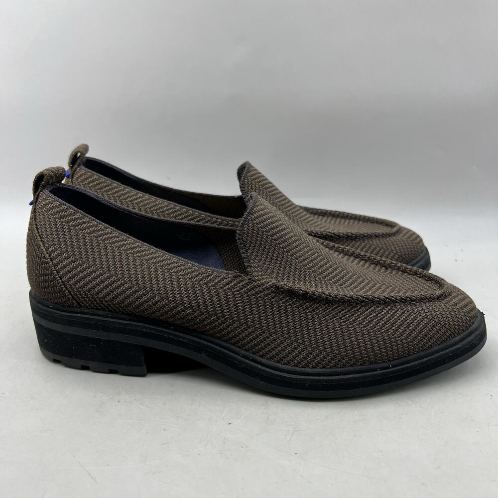 Rothys The Lug Loafers Women Size 9.5 Brown Knit Comfort Slip On Shoes